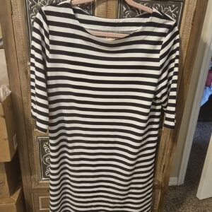 Striped Navy Blue and White Dress